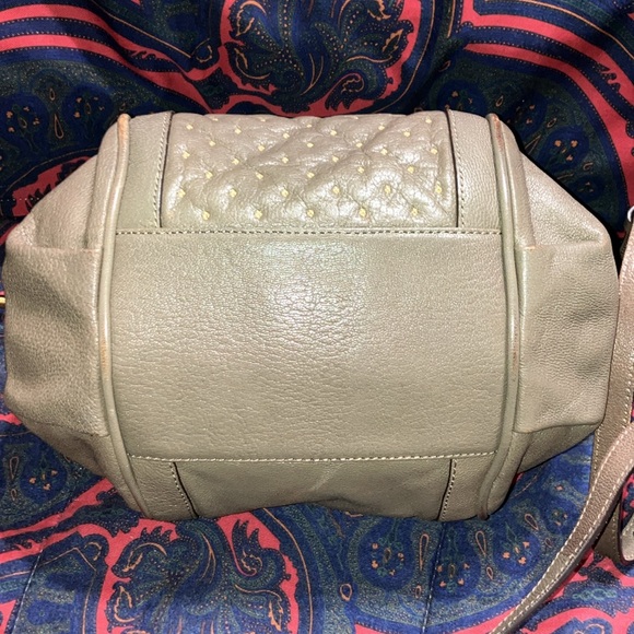 Chloe Taupe Brown Shoulder Bag with Gold Accents - Picture 8 of 14